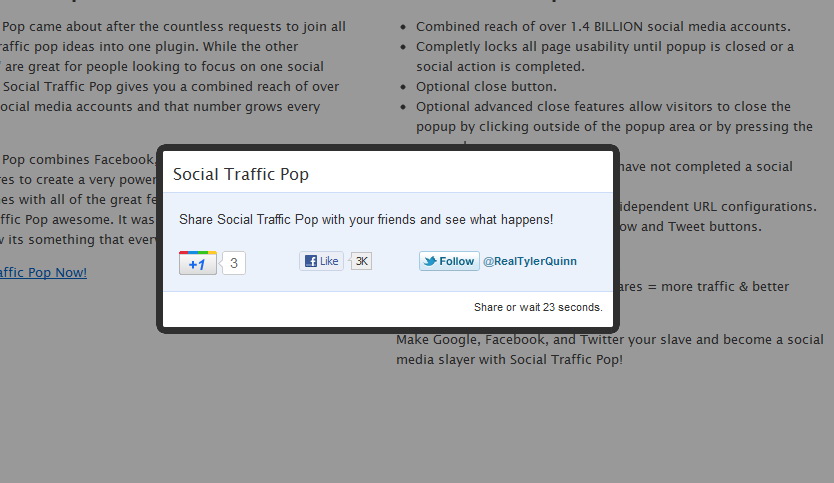 Social Traffic Pop per WordPress