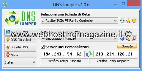 Come velocizzare Internet con DNS Jumper