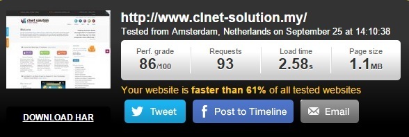 Test Clnet Solution su Pingdoom Tools